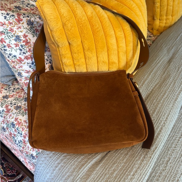 Tory Burch Romy Shoulder Bag Caramel Suede - Picture 2 of 7